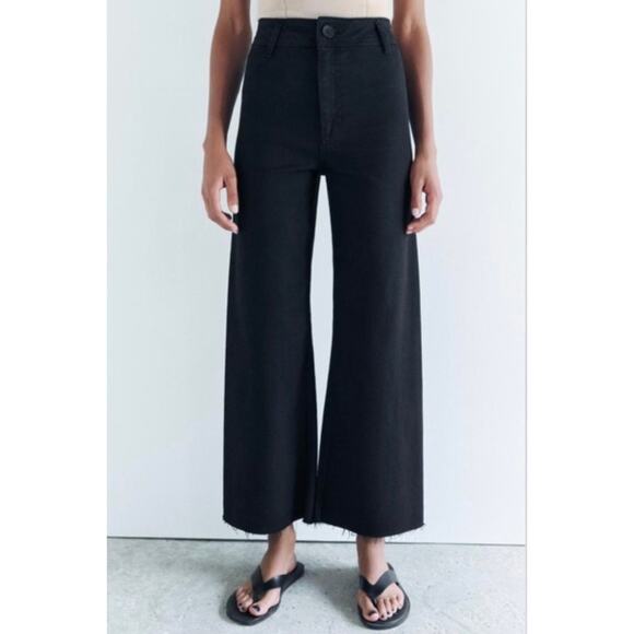 ZARA High Waist Marine Straight Jeans High Rise Stretch Women's 12 - Picture 1 of 9